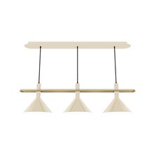 Montclair Light Works CHR422-16-91 - 2-Light Raceway Linear Chandelier, Cream with Brushed Brass accents