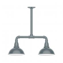 Montclair Light Works MSB105-40 - 8" Cafe shade, 2-light stem hung pendant, Slate Gray