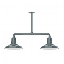 Montclair Light Works MSD182-40 - 12" Warehouse shade, 2-light stem hung pendant, Slate Gray