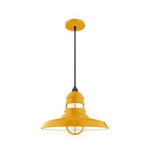 Montclair Light Works PEB070-21 - 14.5" Liberty shade, pendant with black cord and canopy, Bright Yellow