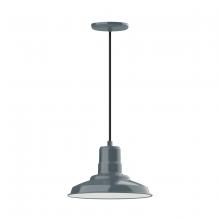 Montclair Light Works PEB182-40 - 12" Warehouse shade, pendant with black cord and canopy, Slate Gray