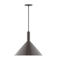 Montclair Light Works PEBX467-51-C11 - 18" Chase Pendant, Gray and Yellow Dot Fabric Cord with canopy, Architectural Bronze