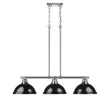 Golden 3602-3LP CH-BK - Duncan Small Pendant with Chain in Rubbed Bronze with Clear Glass