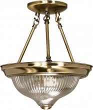 Nuvo 60/232 - 2-Light 11" Semi Flush Light Fixture in Antique Brass Finish with Clear Swirl Glass