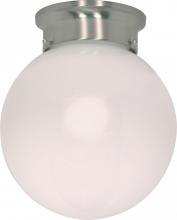 Nuvo 60/246 - 1-Light 8" Ball Ceiling Light in Brushed Nickel Finish with White Glass