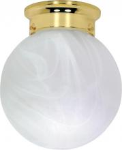 Nuvo 60/256 - 1-Light 8" Ball Ceiling Light in Polished Brass Finish with Alabaster Glass
