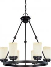 Nuvo 60/2764 - 6-Light Large Round Chandelier in Patina Bronze Finish with Saddle Stone Glass