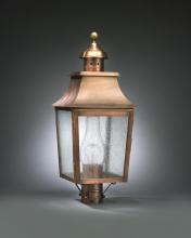Northeast Lantern 5543-AC-CIM-SMG - Pagoda Post Antique Copper Medium Base Socket With Chimney Seedy Marine Glass